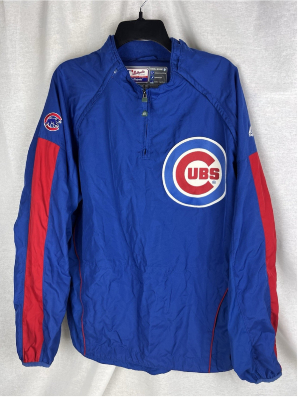 Chicago Cubs Jacket XL Rare Majestic Convertible ZipOff Sleeves Adjustable Hem